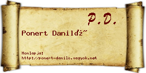 Ponert Daniló névjegykártya
